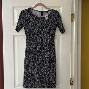 Ann Taylor Black and White Dotted Midi Dress
